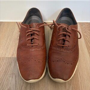 Cole Haan Women's Brown Leather Wingtip Oxford Dress Shoes Zerogrand 10 B